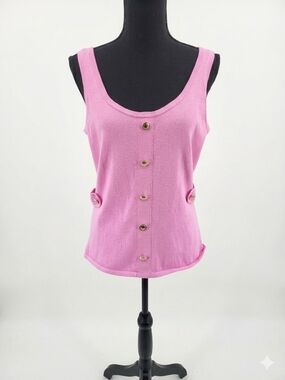 Michael Kors Pink Button-Front Scoop Neck Tank